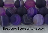 CAG9321 15.5 inches 8mm round matte line agate beads wholesale