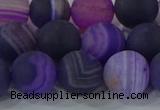 CAG9323 15.5 inches 12mm round matte line agate beads wholesale