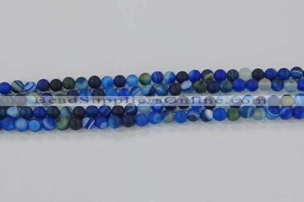 CAG9331 15.5 inches 6mm round matte line agate beads wholesale