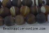 CAG9338 15.5 inches 8mm round matte line agate beads wholesale