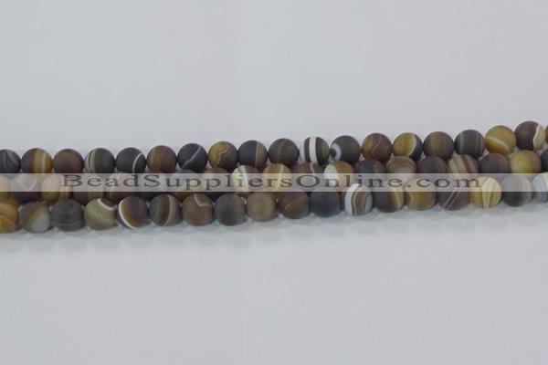 CAG9338 15.5 inches 8mm round matte line agate beads wholesale