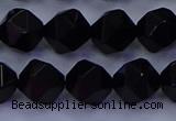 CAG9353 15.5 inches 10mm faceted nuggets black agate beads