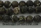 CAG9381 15.5 inches 6mm round matte turritella agate beads