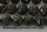 CAG9383 15.5 inches 10mm round matte turritella agate beads