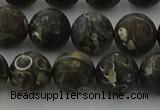 CAG9384 15.5 inches 12mm round matte turritella agate beads