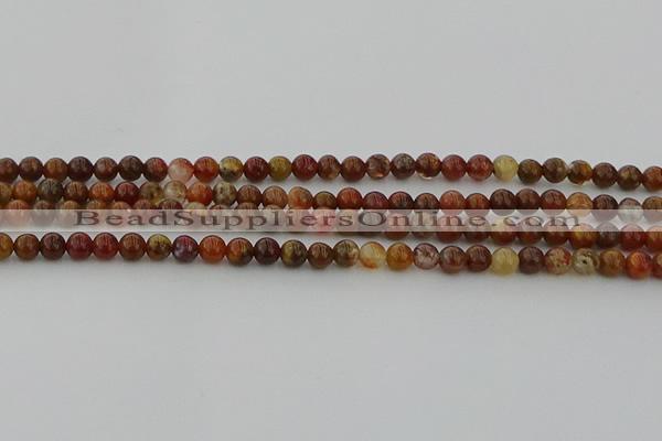 CAG9390 15.5 inches 4mm round red moss agate beads wholesale