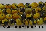 CAG9451 15.5 inches 6mm faceted round fire crackle agate beads