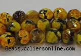 CAG9452 15.5 inches 8mm faceted round fire crackle agate beads