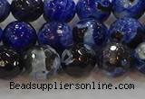 CAG9462 15.5 inches 8mm faceted round fire crackle agate beads