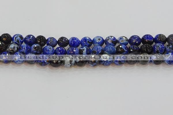 CAG9463 15.5 inches 10mm faceted round fire crackle agate beads