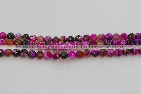 CAG9467 15.5 inches 8mm faceted round fire crackle agate beads