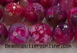 CAG9469 15.5 inches 12mm faceted round fire crackle agate beads