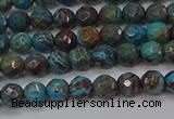 CAG9480 15.5 inches 4mm faceted round blue crazy lace agate beads