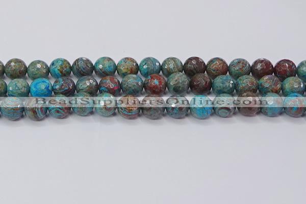 CAG9484 15.5 inches 12mm faceted round blue crazy lace agate beads