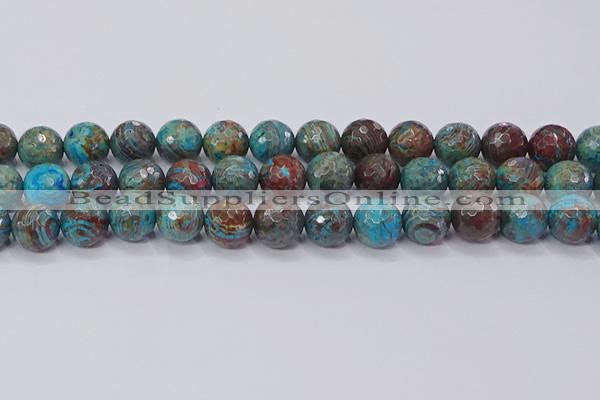 CAG9485 15.5 inches 14mm faceted round blue crazy lace agate beads