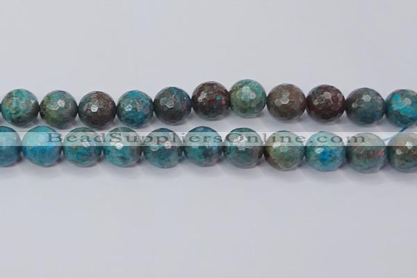 CAG9486 15.5 inches 16mm faceted round blue crazy lace agate beads