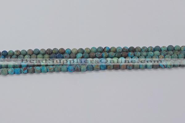 CAG9492 15.5 inches 4mm round matte blue crazy lace agate beads