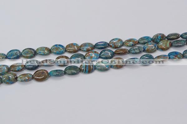 CAG9520 15.5 inches 10*14mm oval blue crazy lace agate beads