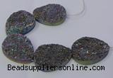 CAG9674 7.5 inches 30*40mm teardrop rainbow plated druzy agate beads