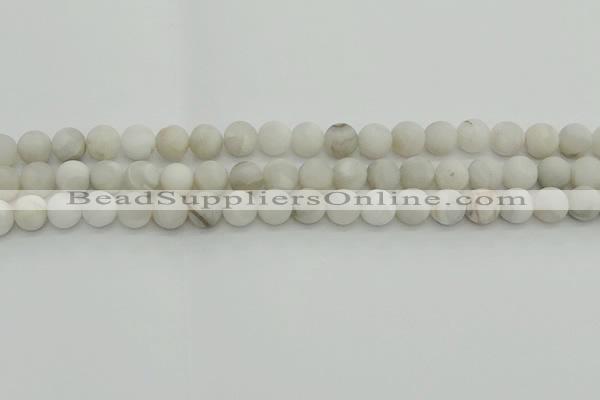 CAG9702 15.5 inches 8mm round matte grey agate beads wholesale