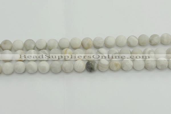 CAG9703 15.5 inches 10mm round matte grey agate beads wholesale