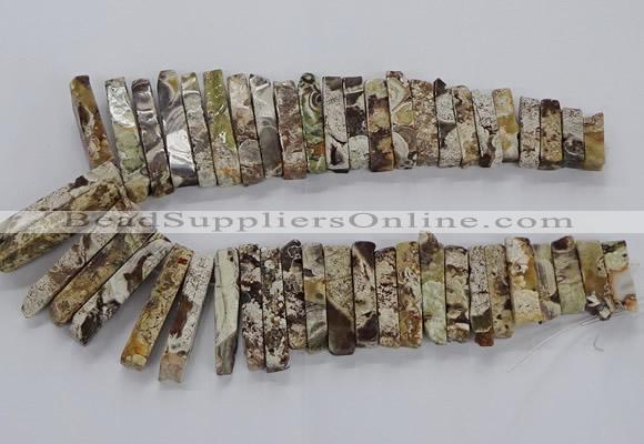 CAG9799 Top drilled 8*20mm - 10*48mm sticks ocean agate beads