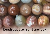 CAG9811 15.5 inches 6mm faceted round wood agate beads