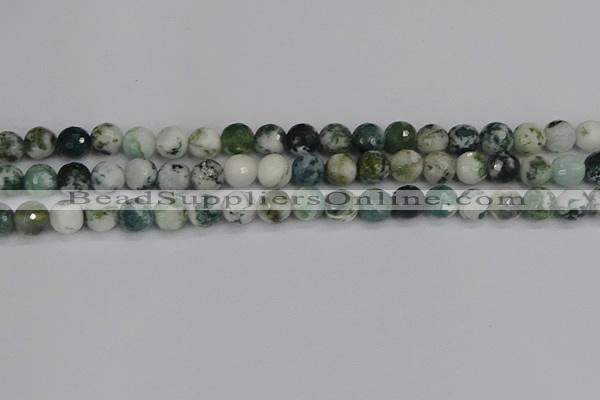 CAG9839 15.5 inches 8mm faceted round tree agate beads