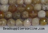 CAG9853 15.5 inches 6mm faceted round ocean fossil agate beads