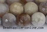 CAG9856 15.5 inches 12mm faceted round ocean fossil agate beads