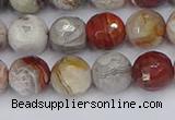 CAG9862 15.5 inches 8mm faceted round Mexican crazy lace agate beads