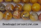 CAG9870 15.5 inches 8mm faceted round yellow crazy lace agate beads