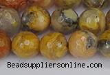 CAG9871 15.5 inches 10mm faceted round yellow crazy lace agate beads