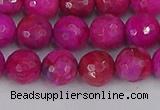 CAG9877 15.5 inches 8mm faceted round fuchsia crazy lace agate beads