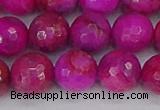 CAG9879 15.5 inches 12mm faceted round fuchsia crazy lace agate beads