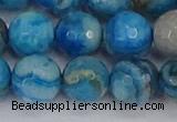 CAG9886 15.5 inches 12mm faceted round blue crazy lace agate beads