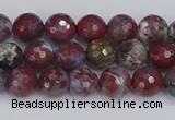 CAG9904 15.5 inches 6mm faceted round red lightning agate beads