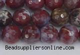 CAG9905 15.5 inches 8mm faceted round red lightning agate beads