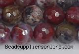 CAG9906 15.5 inches 10mm faceted round red lightning agate beads