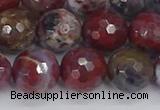 CAG9907 15.5 inches 12mm faceted round red lightning agate beads