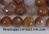 CAG9912 15.5 inches 8mm faceted round red moss agate beads