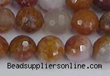 CAG9913 15.5 inches 10mm faceted round red moss agate beads