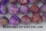 CAG9946 15.5 inches 8mm faceted nuggets purple crazy lace agate beads