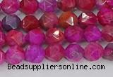 CAG9951 15.5 inches 6mm faceted nuggets fuchsia crazy lace agate beads