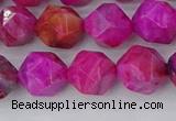 CAG9953 15.5 inches 10mm faceted nuggets fuchsia crazy lace agate beads