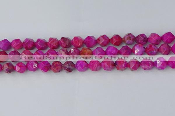 CAG9953 15.5 inches 10mm faceted nuggets fuchsia crazy lace agate beads