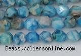 CAG9957 15.5 inches 6mm faceted nuggets blue crazy lace agate beads