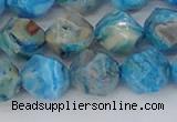 CAG9959 15.5 inches 10mm faceted nuggets blue crazy lace agate beads