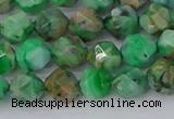 CAG9963 15.5 inches 6mm faceted nuggets green crazy lace agate beads