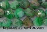 CAG9964 15.5 inches 8mm faceted nuggets green crazy lace agate beads